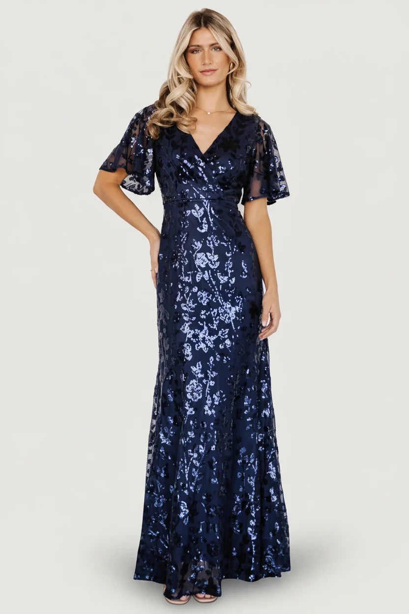 Esme Sequin Dress | Navy Main image