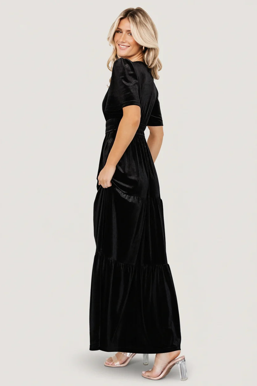 Artemis Velvet Maxi Dress | Black
