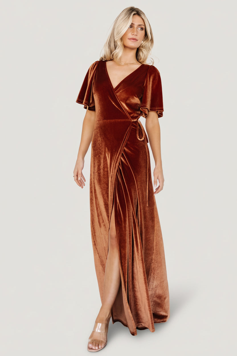 Meghan Velvet Wrap Maxi Dress | Spice Main image