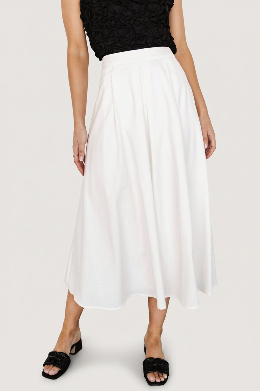 Katie Pleated Midi Skirt | Off White Main image
