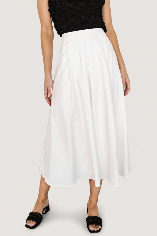 Katie Pleated Midi Skirt | Off White