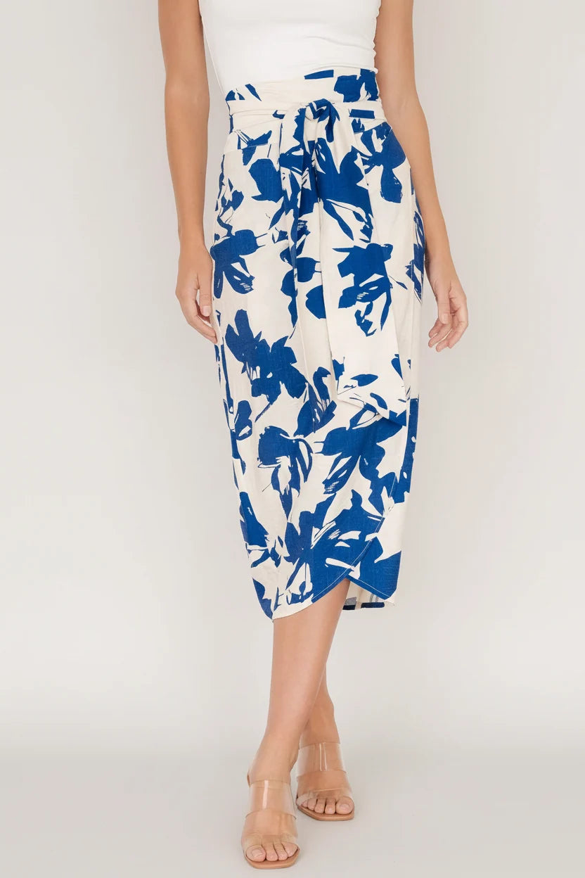 Vista Wrap Midi Skirt | Blue Print Main image