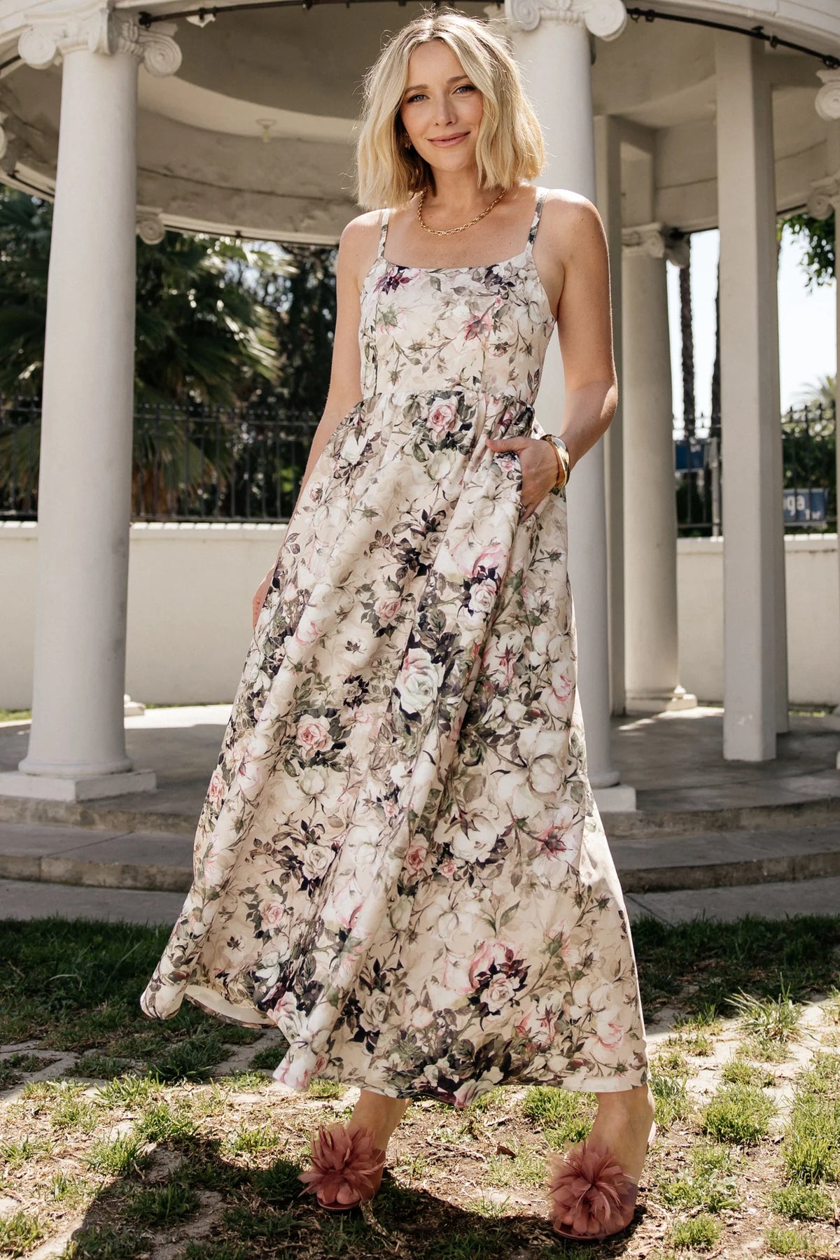 Celia Midi Dress | Beige Multi Floral Main image