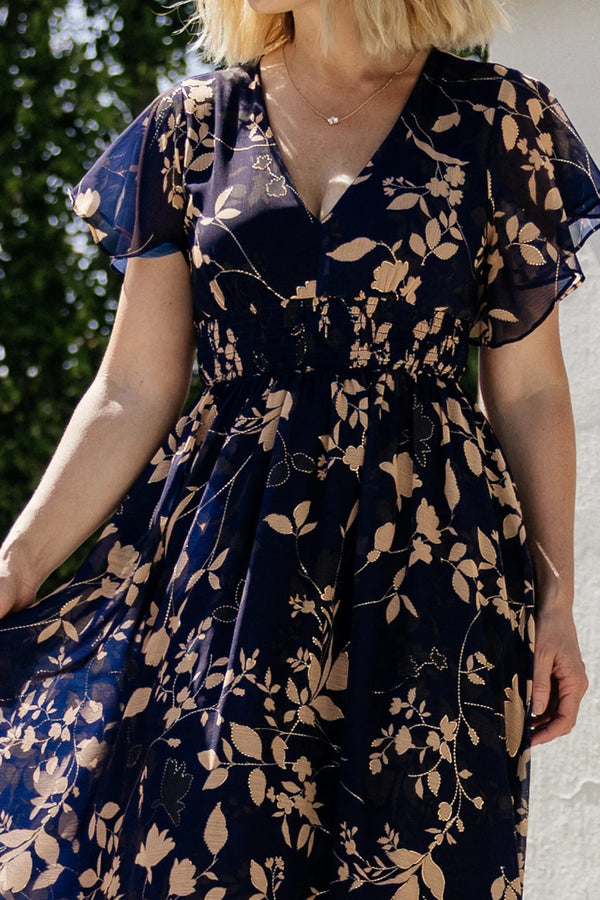 Lynlee Metallic Maxi Dress | Navy