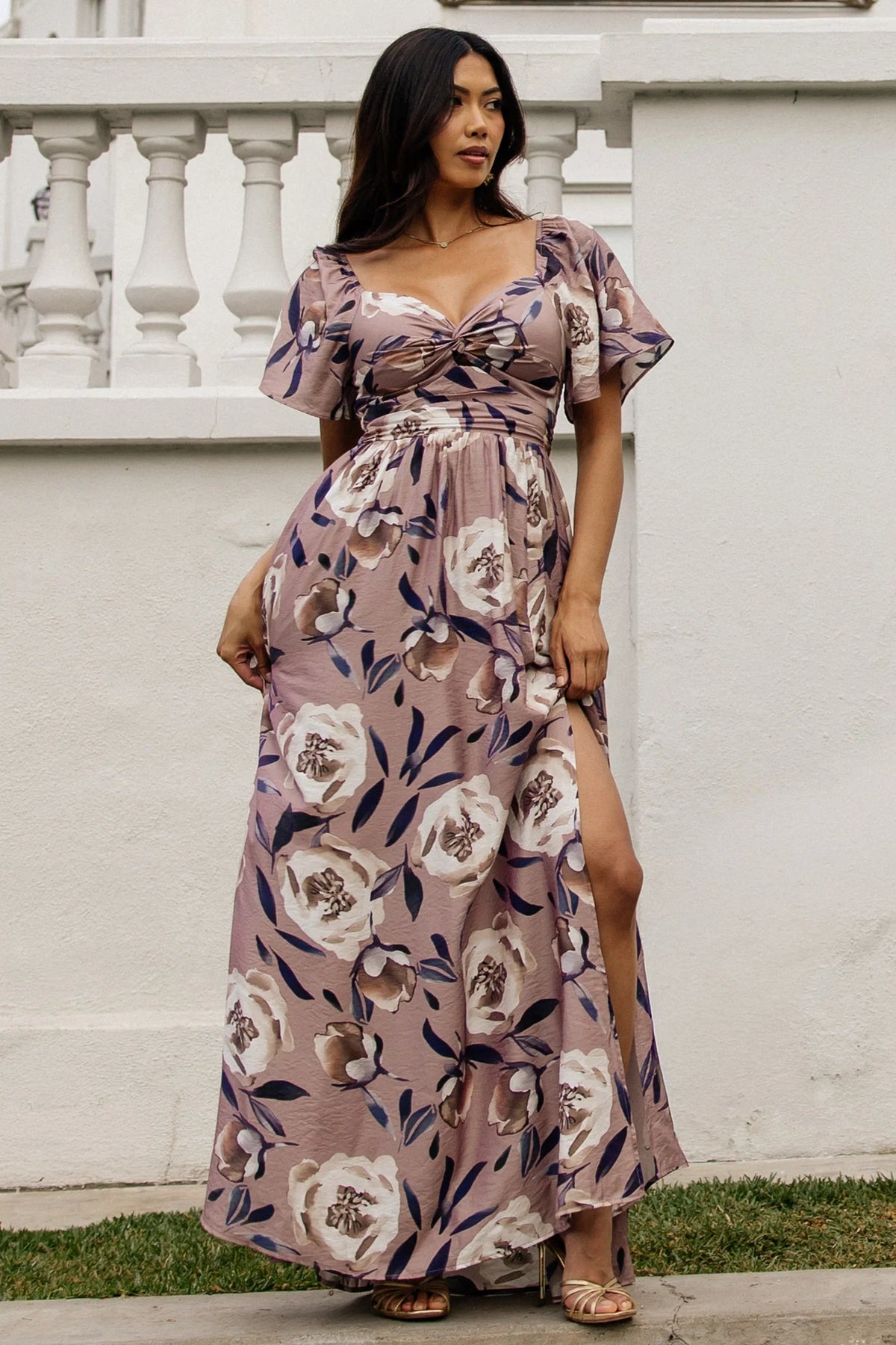 Aveline Maxi Dress | Dusty Mauve Floral Main image