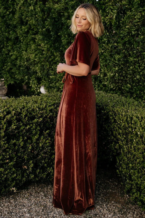 Meghan Velvet Wrap Maxi Dress | Spice