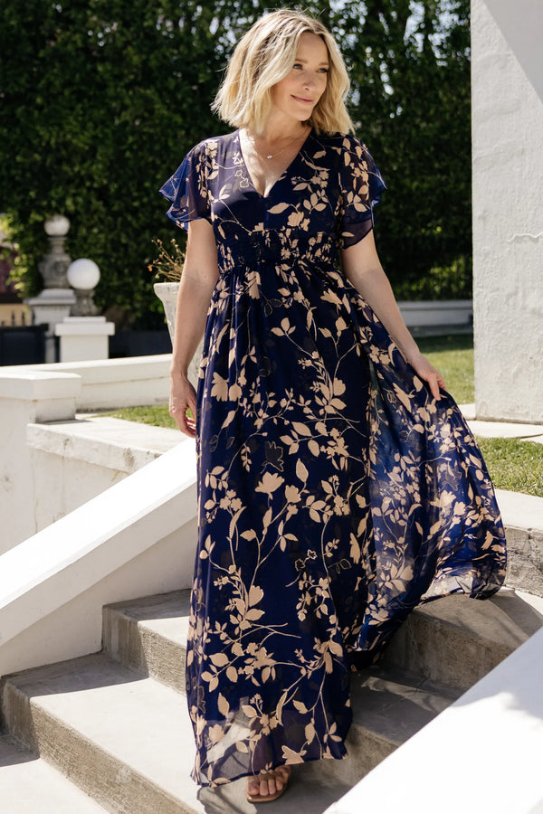 Lynlee Metallic Maxi Dress | Navy
