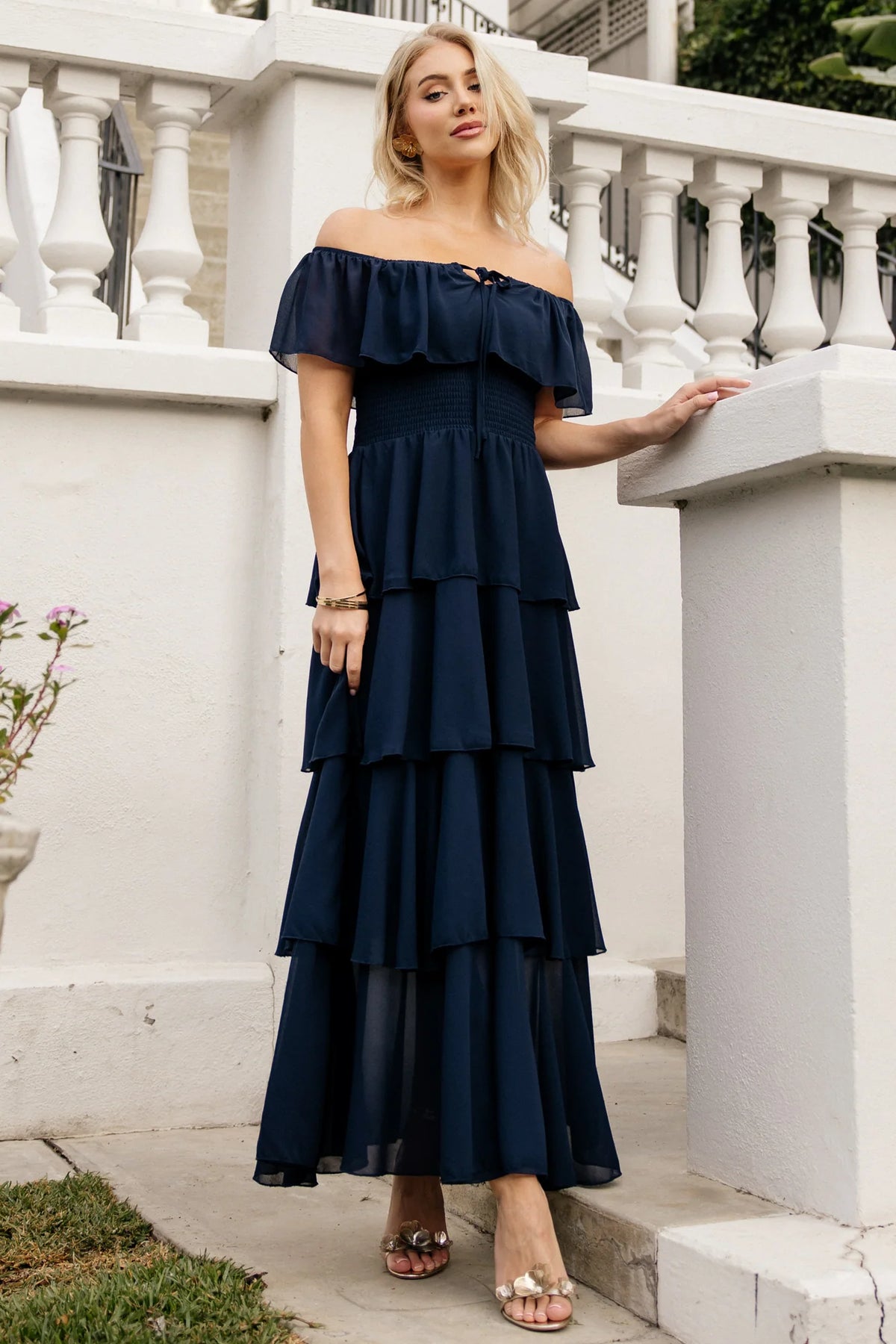 Carina Off Shoulder Maxi Dress | Navy Main image