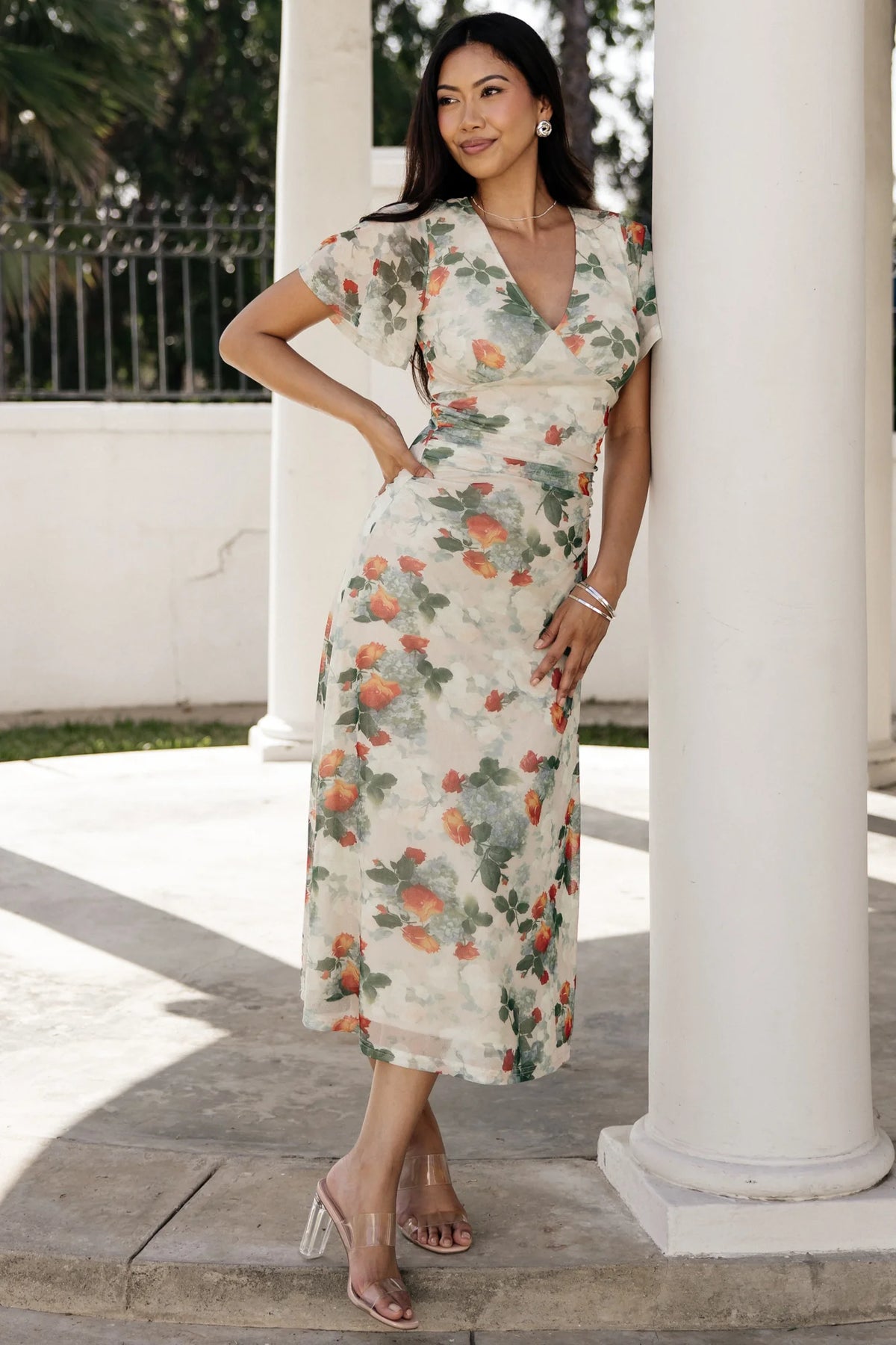 Amara Mesh Dress | Cream Multi Floral Main image