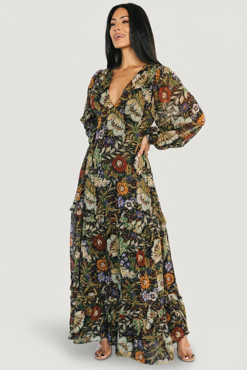 Bowman Deep V Maxi Dress | Multi Floral