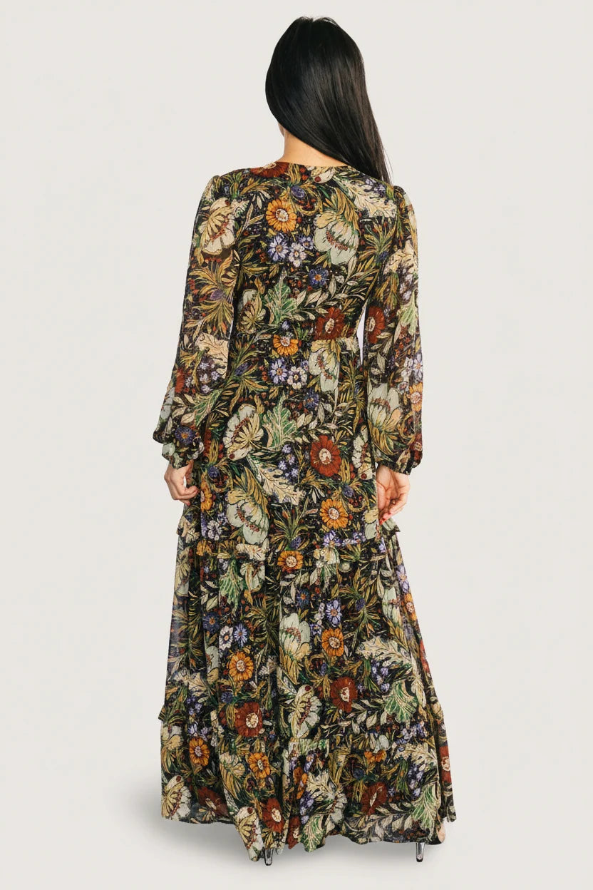 Bowman Deep V Maxi Dress | Multi Floral