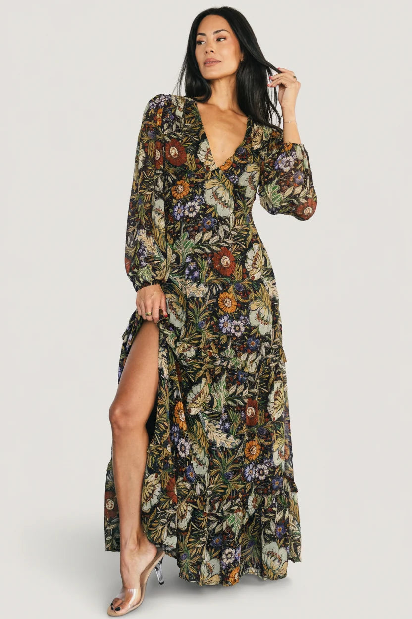 Bowman Deep V Maxi Dress | Multi Floral Main image