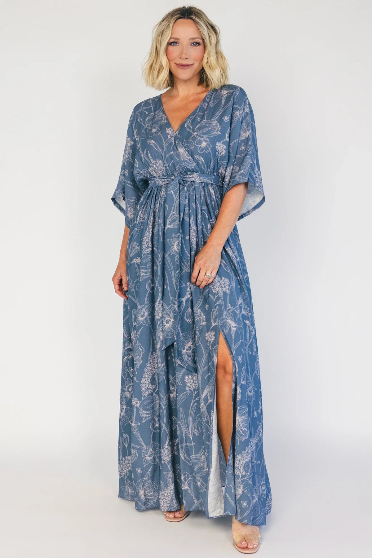 Kalea Maxi Dress | Slate Blue Print Main image