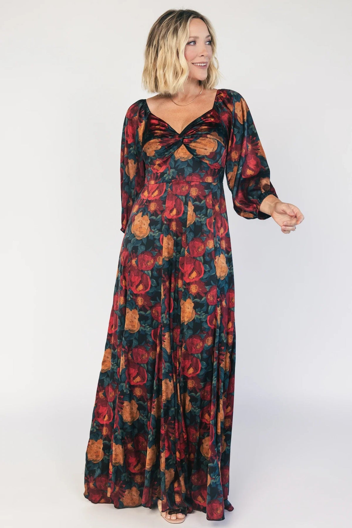 Liesel Maxi Dress | Dark Jade + Marsala Main image