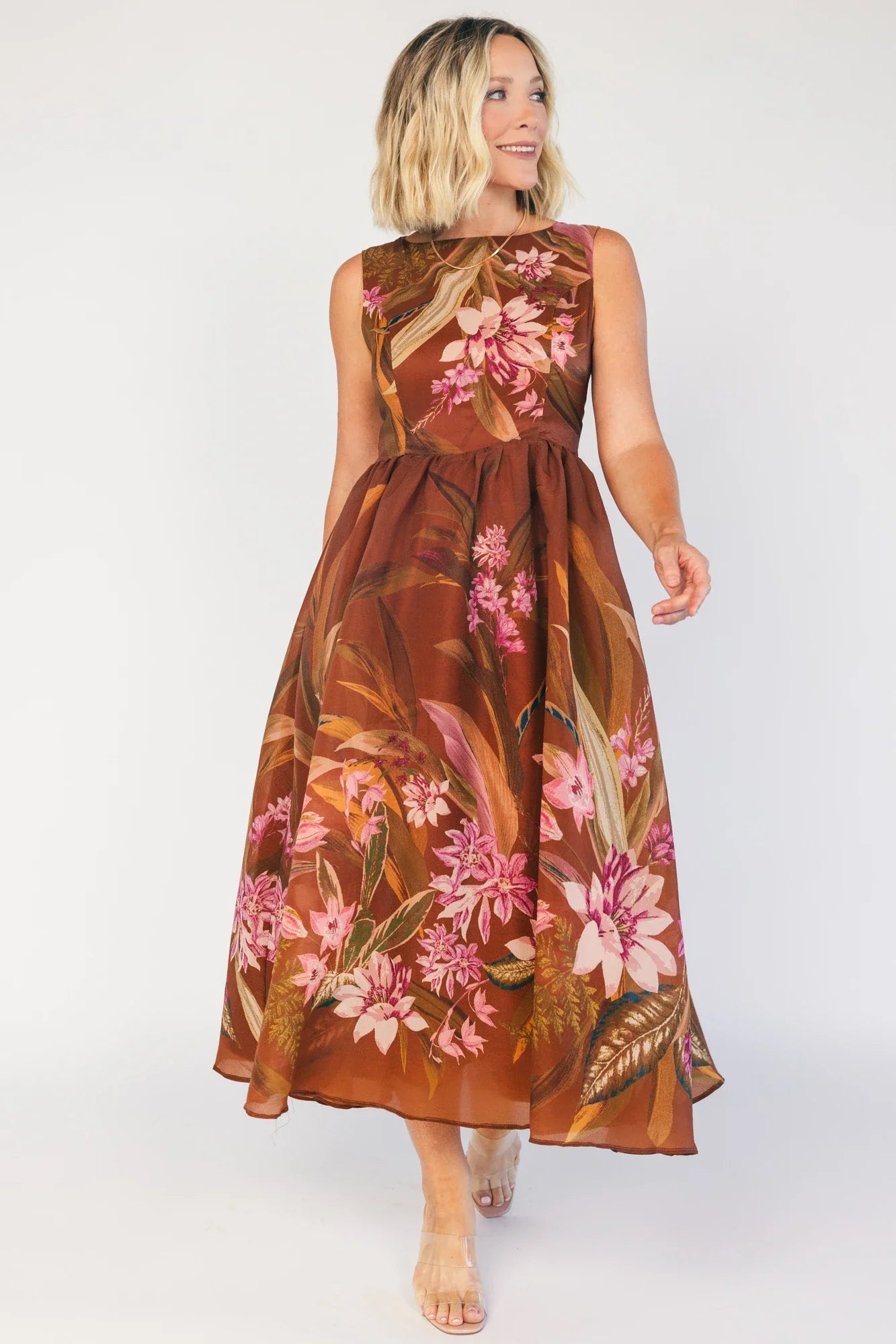 Hudson Midi Dress | Brown Floral Secondary image