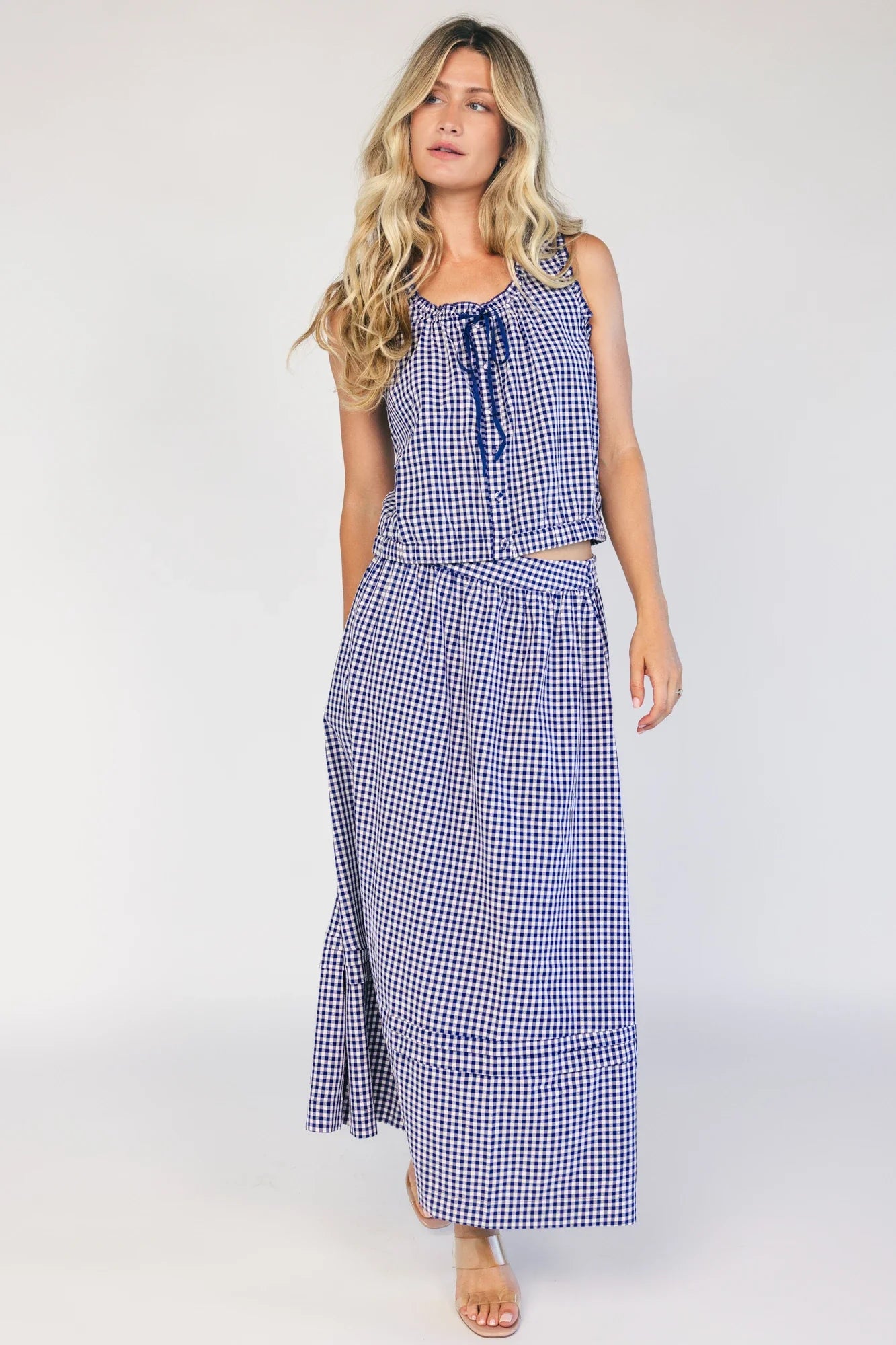 Keegan Skirt | Navy + White Gingham Secondary image