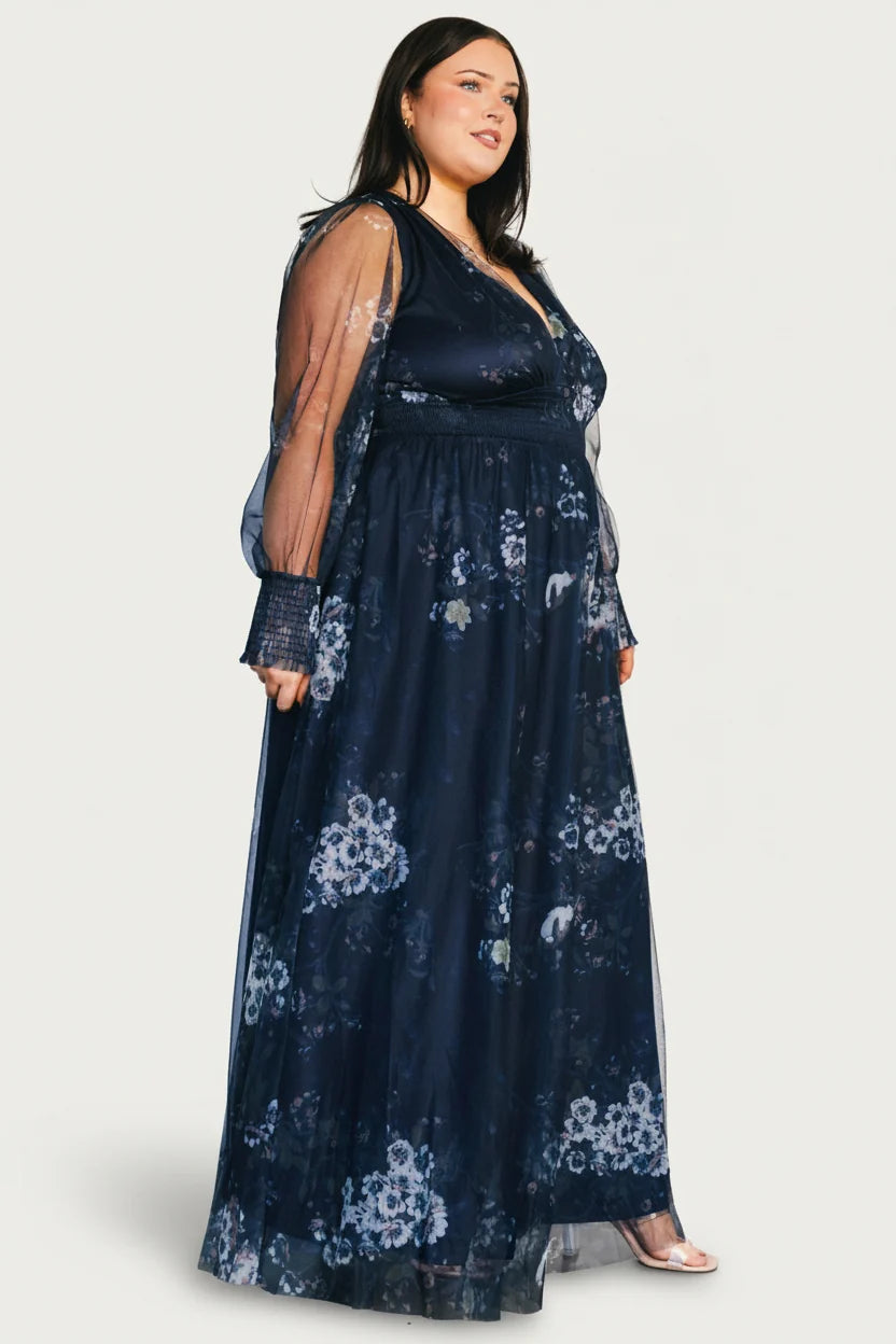 Layla Tulle Maxi Dress | Navy Multi