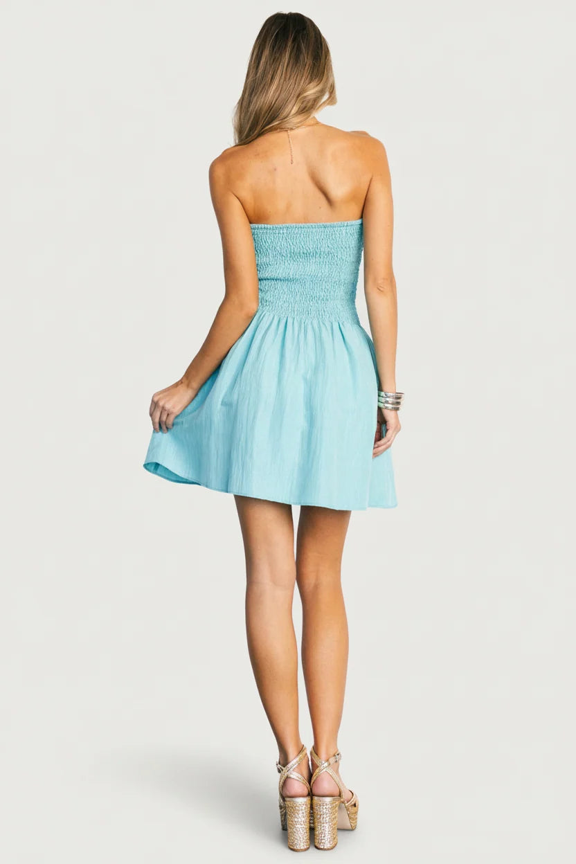 Cielo Strapless Short Dress | Aqua