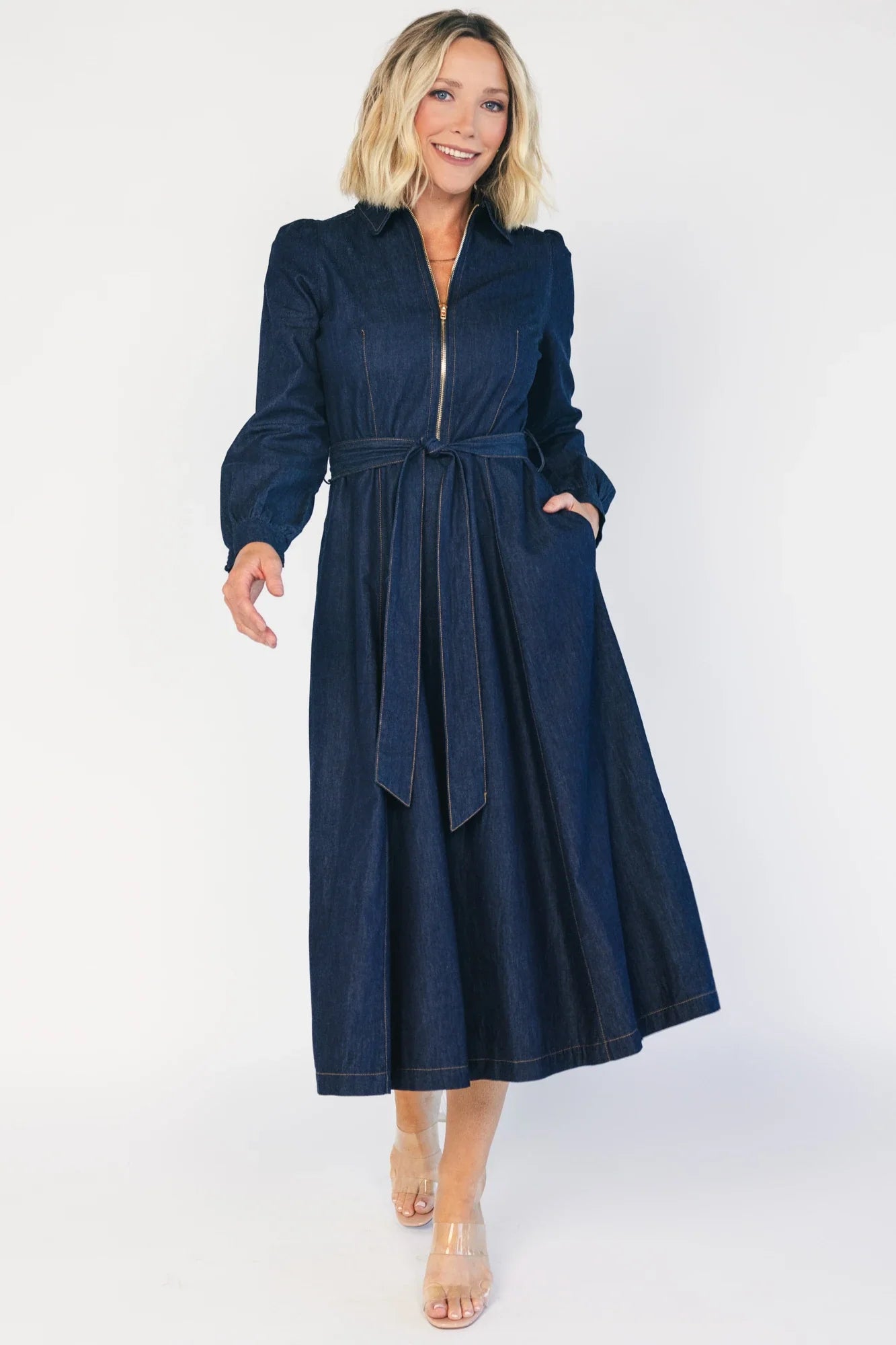 Larkin Midi Dress | Dark Chambray Secondary image