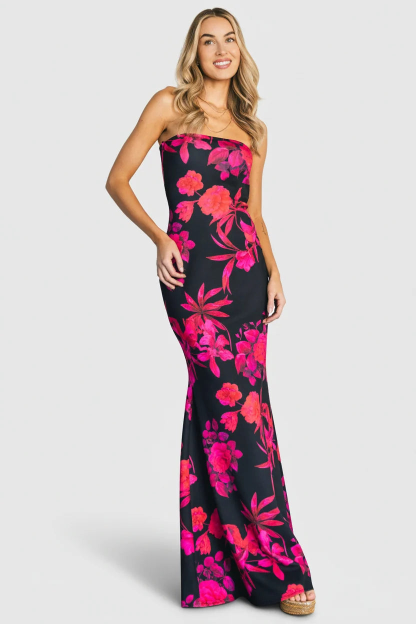 Alicante Maxi Dress | Black + Pink Main image