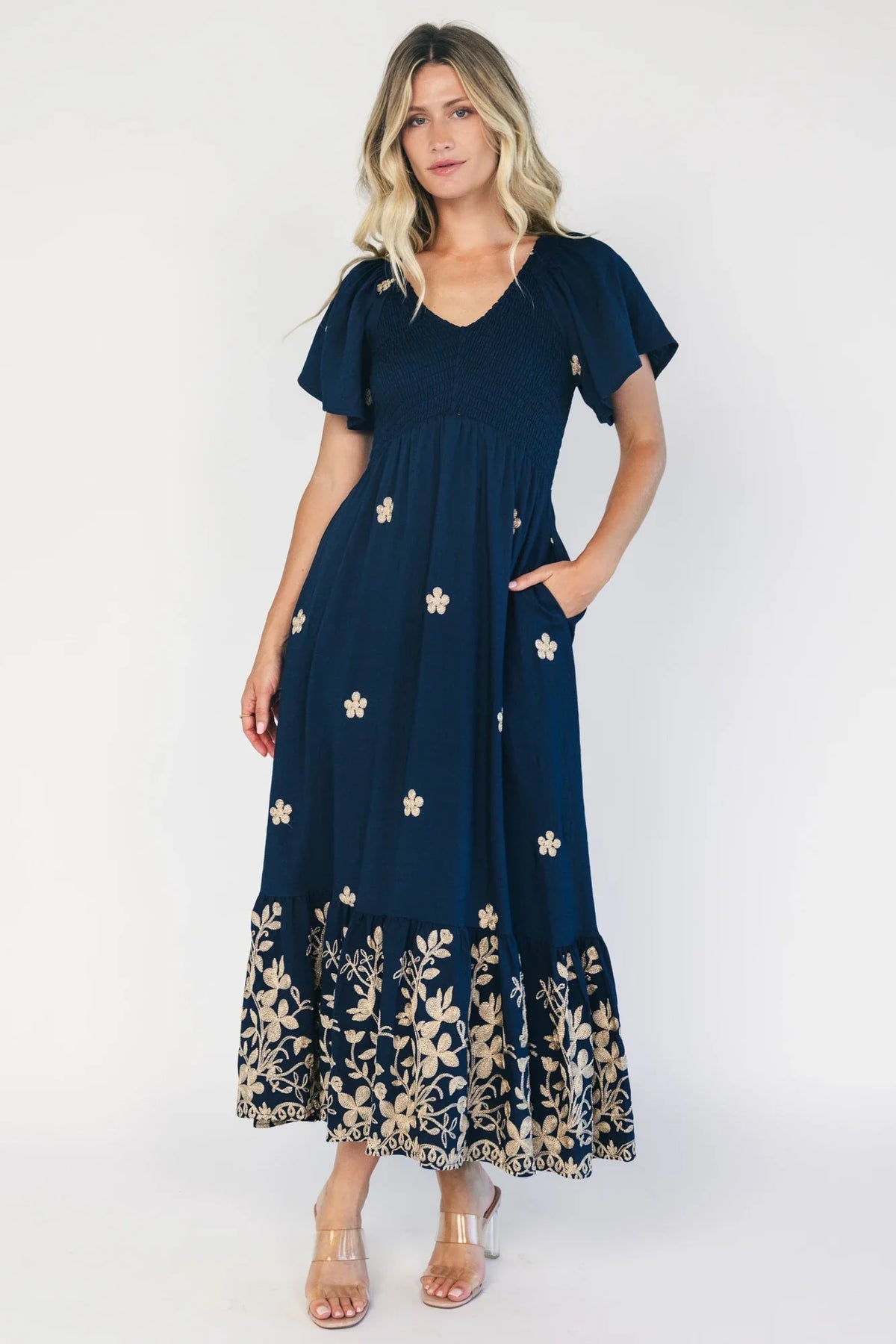 Atlantic Embroidered Maxi Dress | Navy Main image