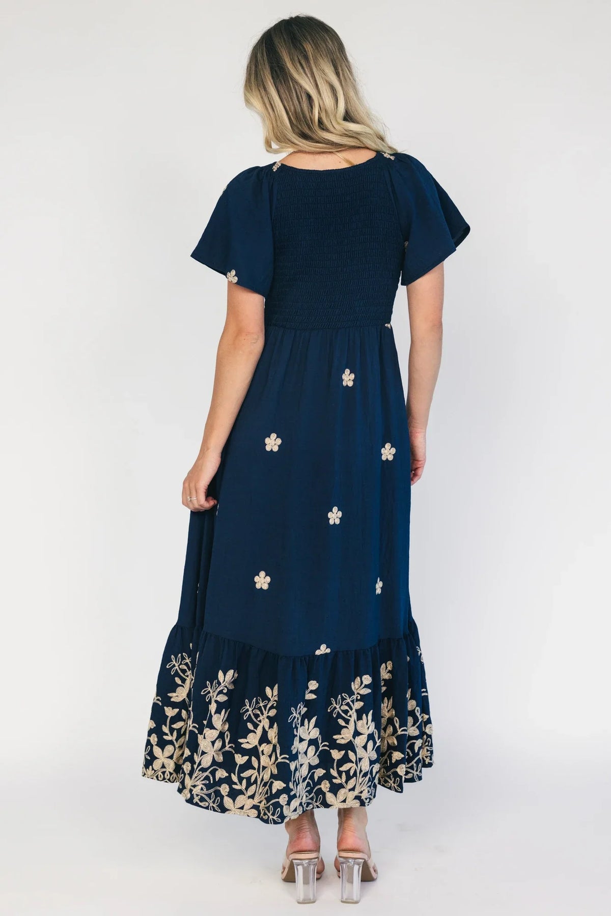 Atlantic Embroidered Maxi Dress | Navy