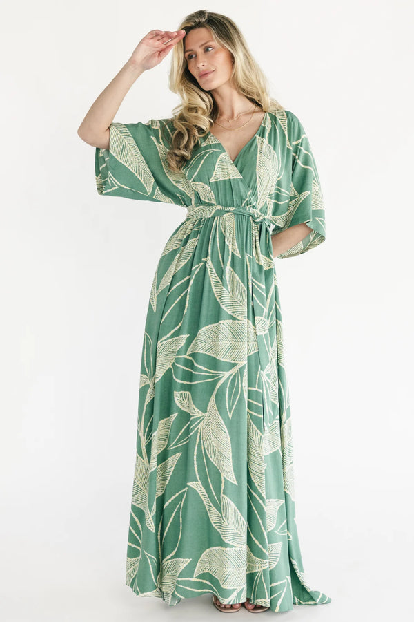 Kalea Maxi Dress | Green + Off White