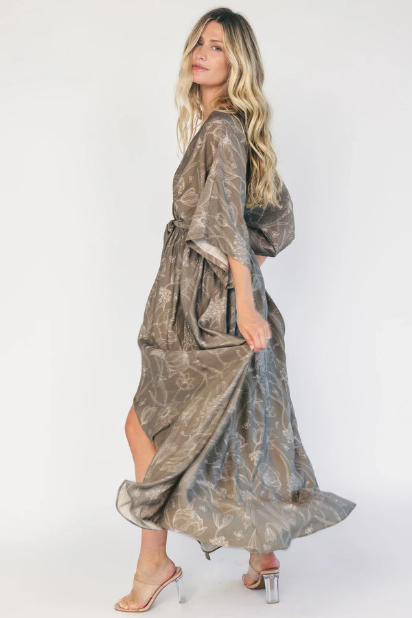 Kalea Maxi Dress | Dusty Olive Print