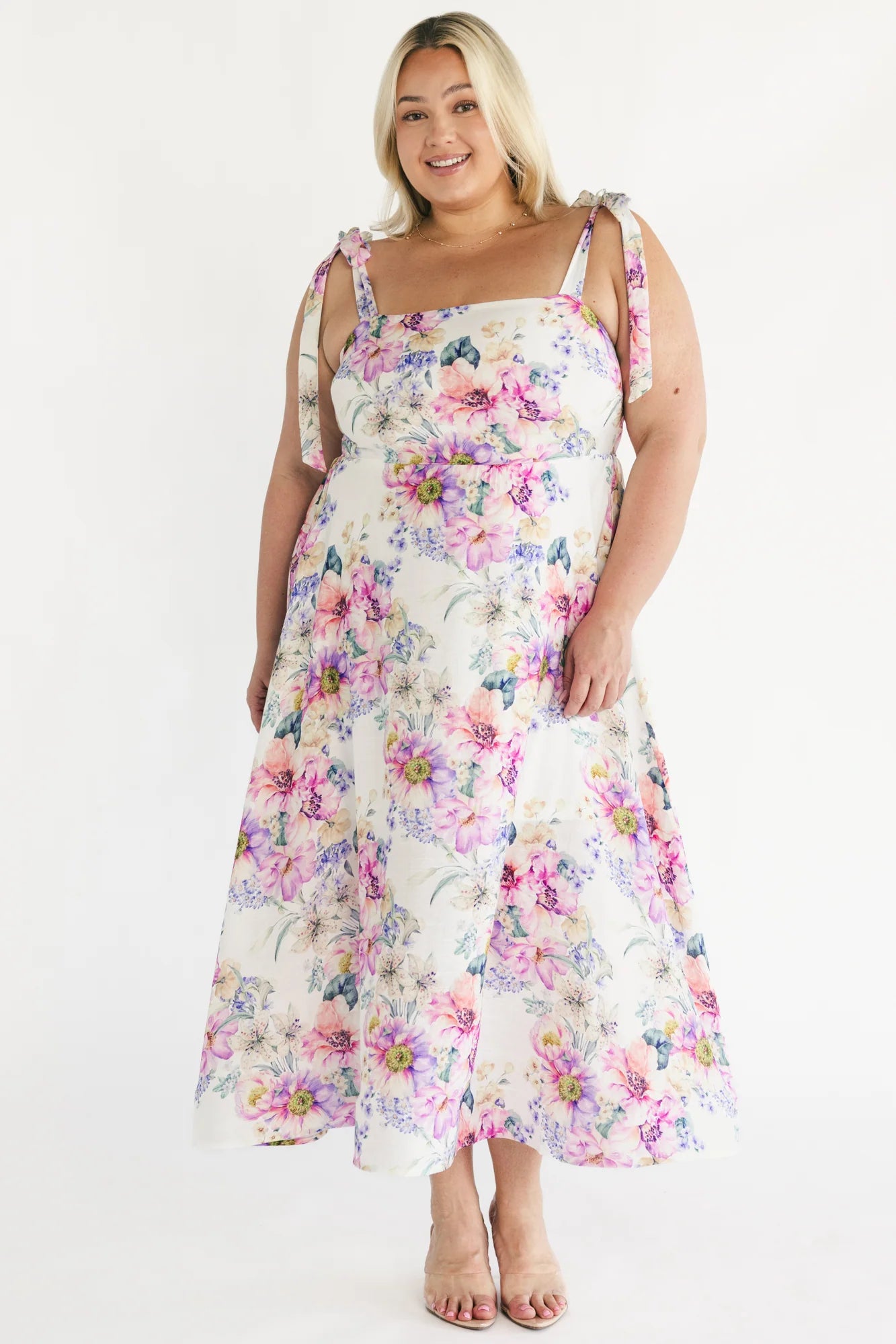 Opaline Midi Dress | Purple + Blue Floral Secondary image