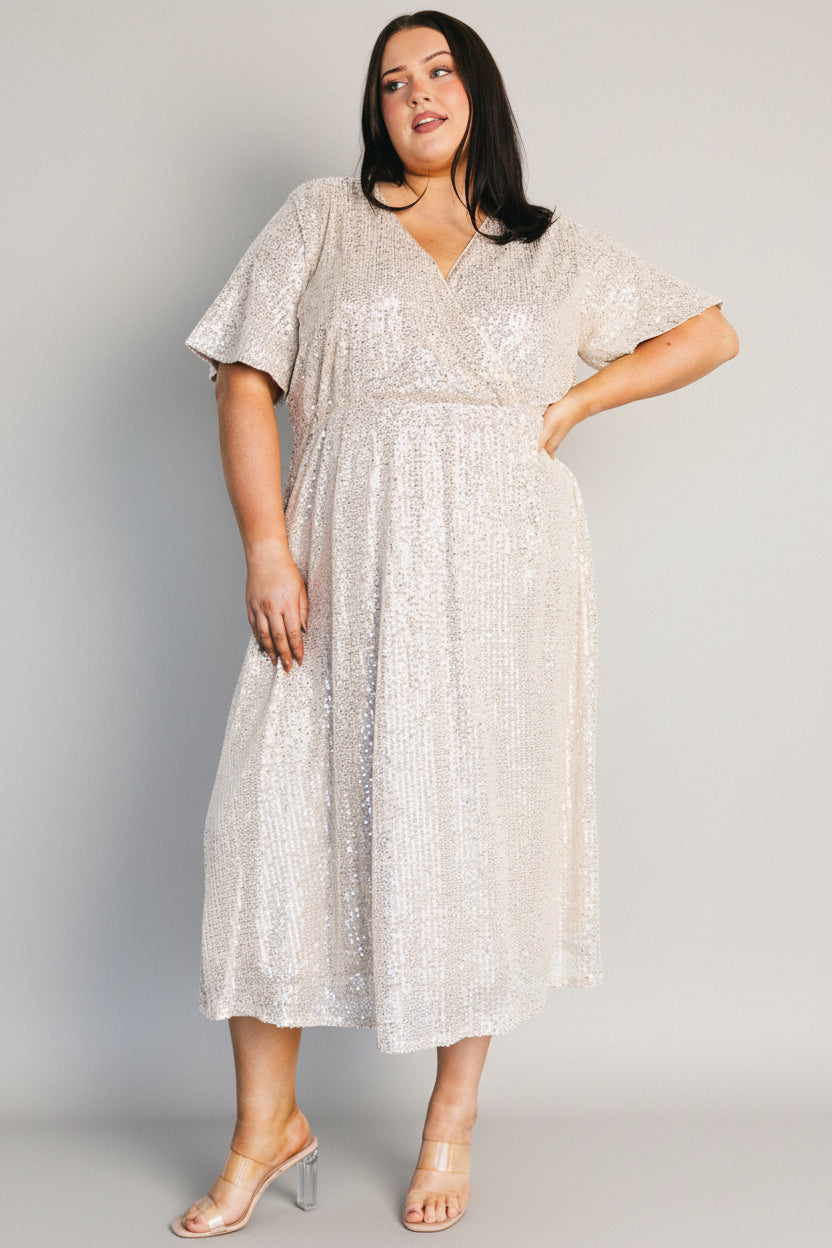 Mayfair Sequin Midi Dress | Champagne Secondary image