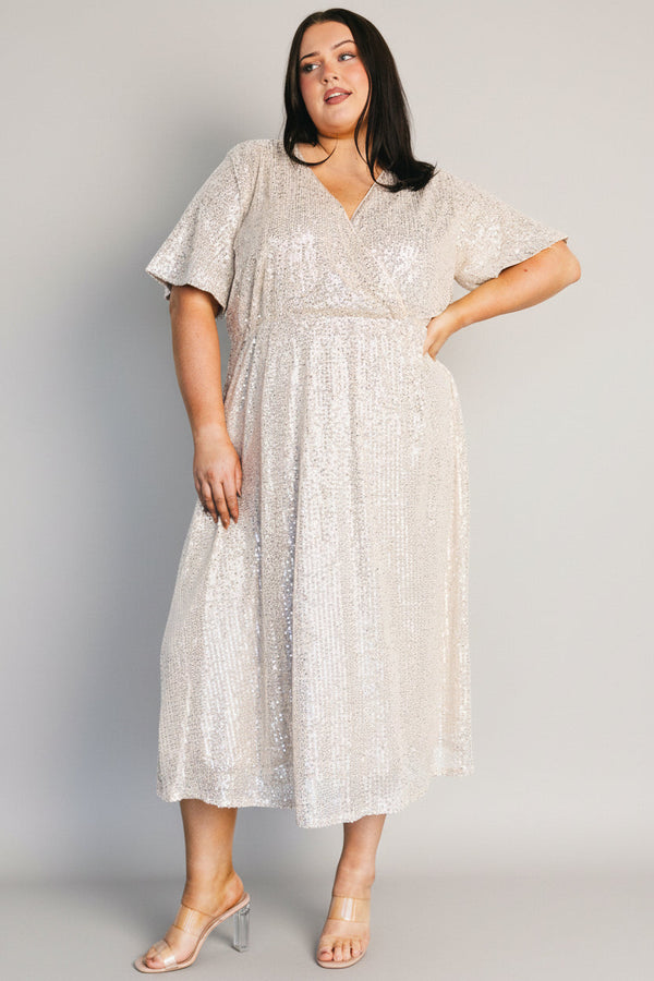 Mayfair Sequin Midi Dress | Champagne