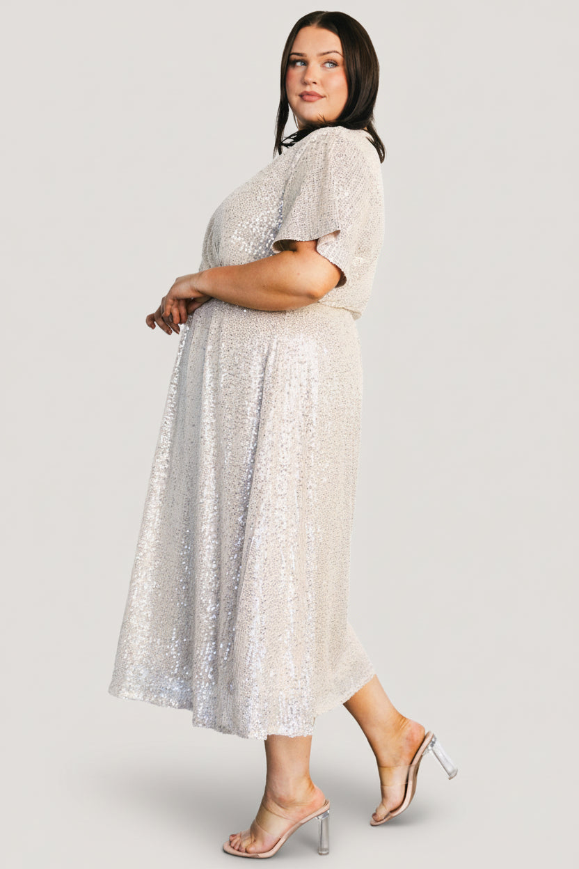 Mayfair Sequin Midi Dress | Champagne