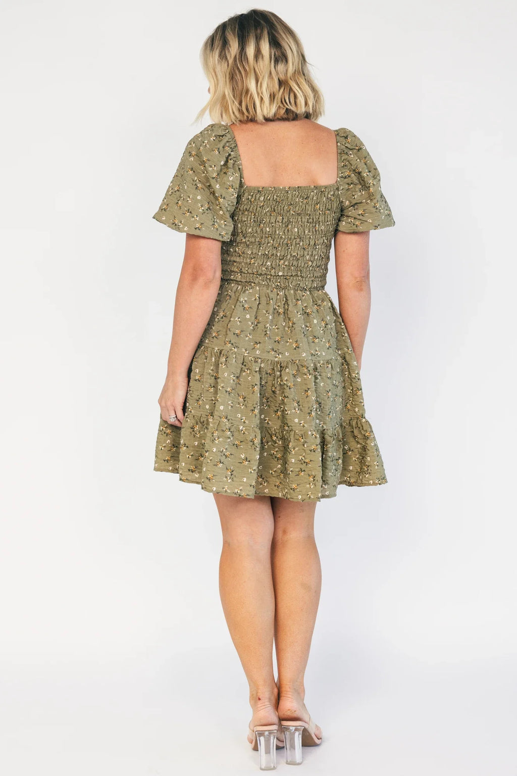Daze Smocked Dress | Olive Floral