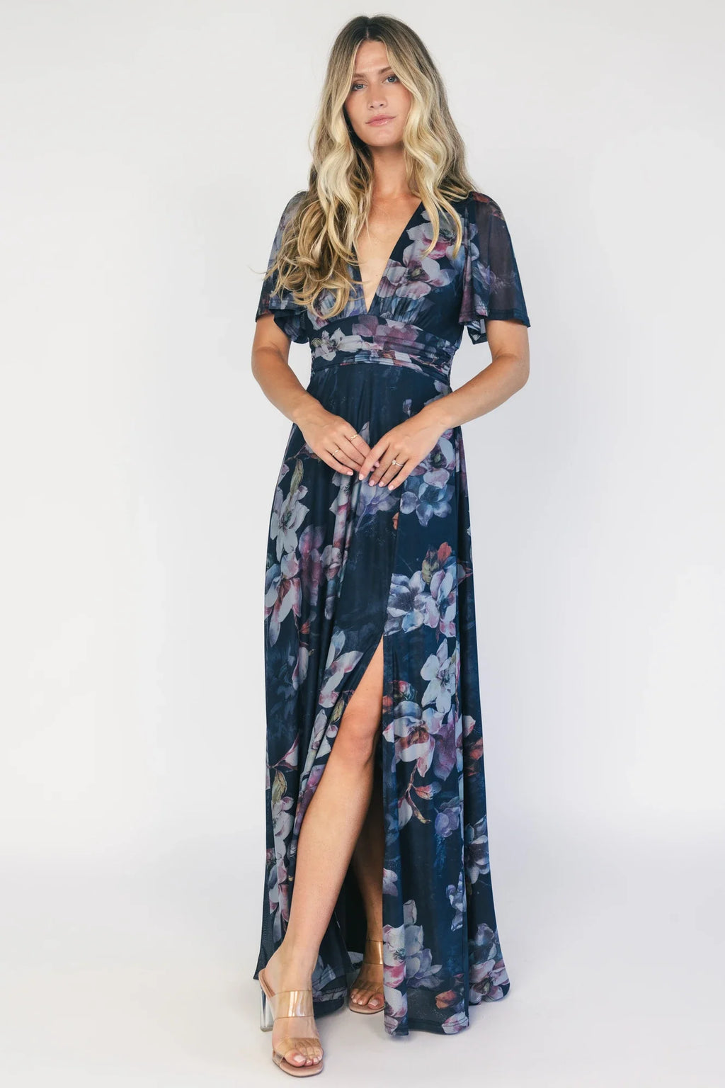 Arianne Mesh Maxi Dress | Deep Blue Floral