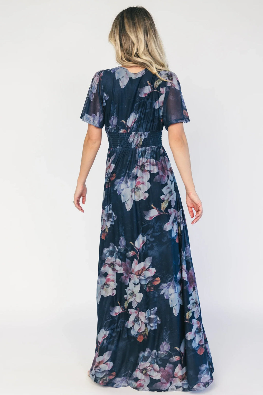 Arianne Mesh Maxi Dress | Deep Blue Floral