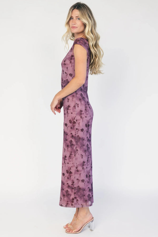 Daniela Mesh Midi Dress | Dusty Plum