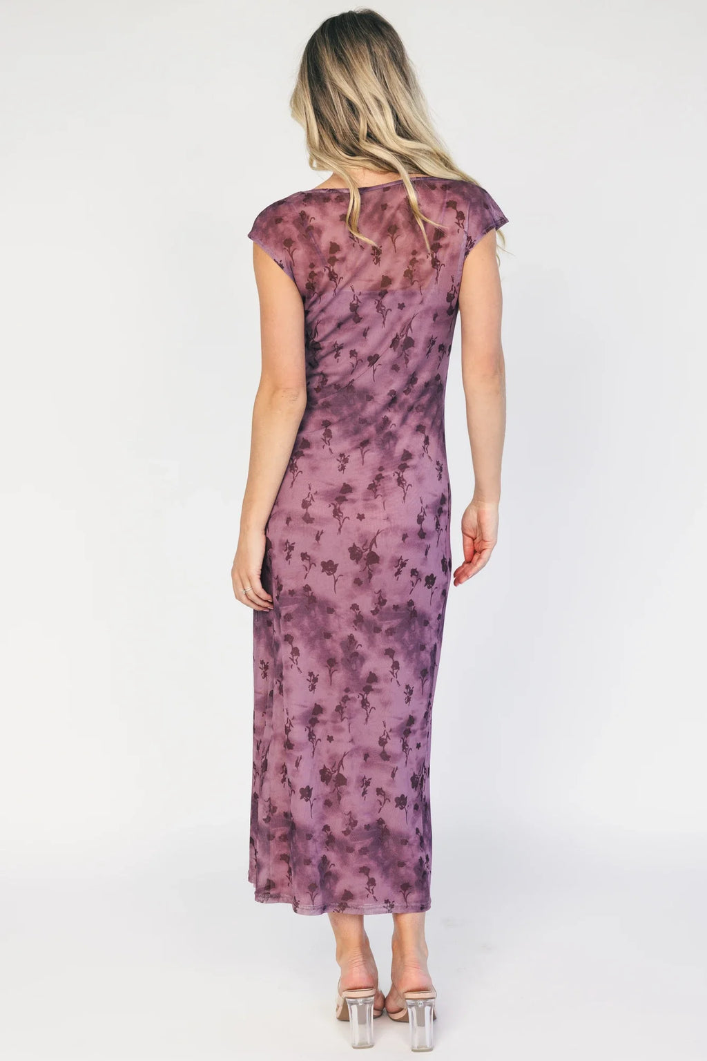 Daniela Mesh Midi Dress | Dusty Plum