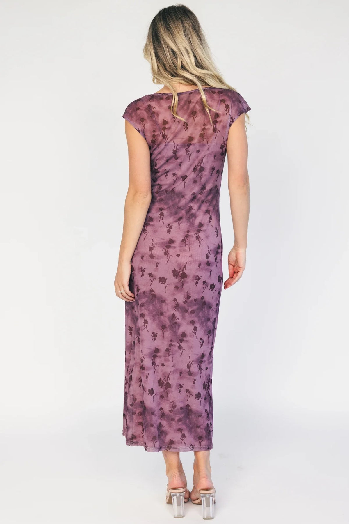 Daniela Mesh Midi Dress | Dusty Plum