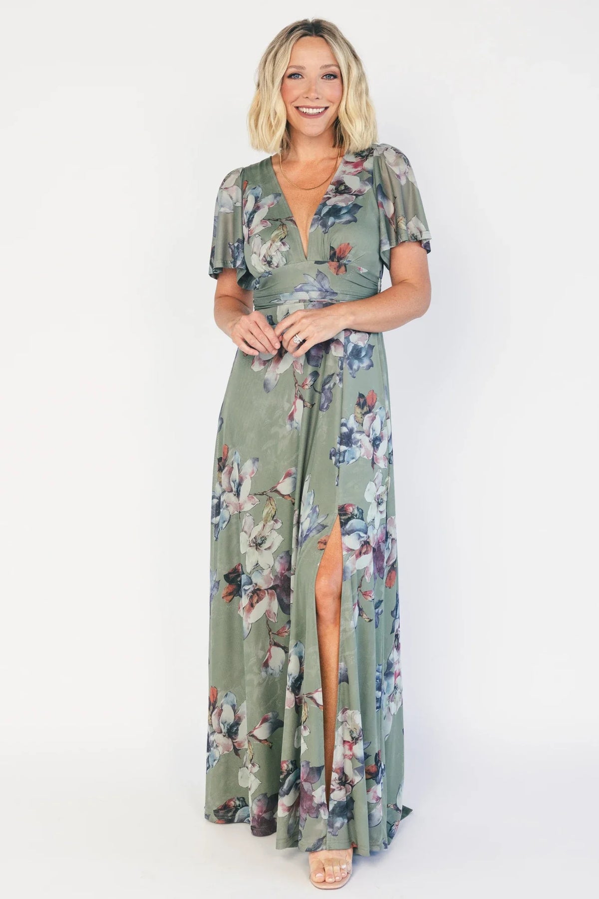 Arianne Mesh Maxi Dress | Sage Floral Main image