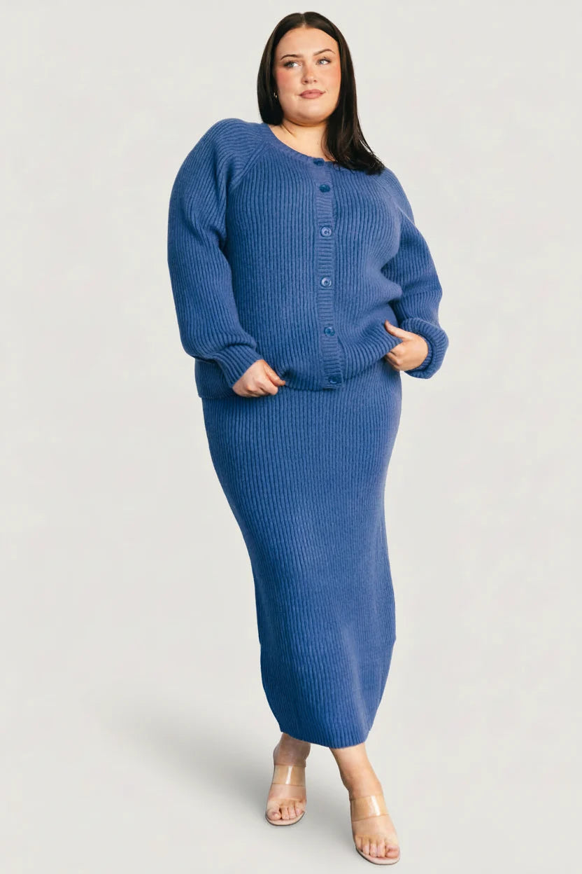 Blair Rib Knit Cardigan | Blue Secondary image