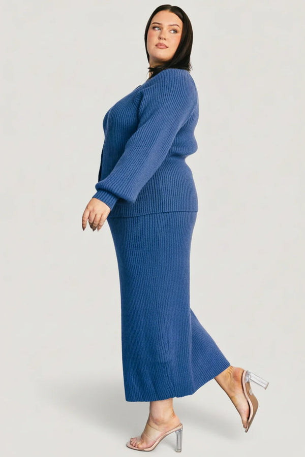 Blair Rib Knit Skirt | Blue