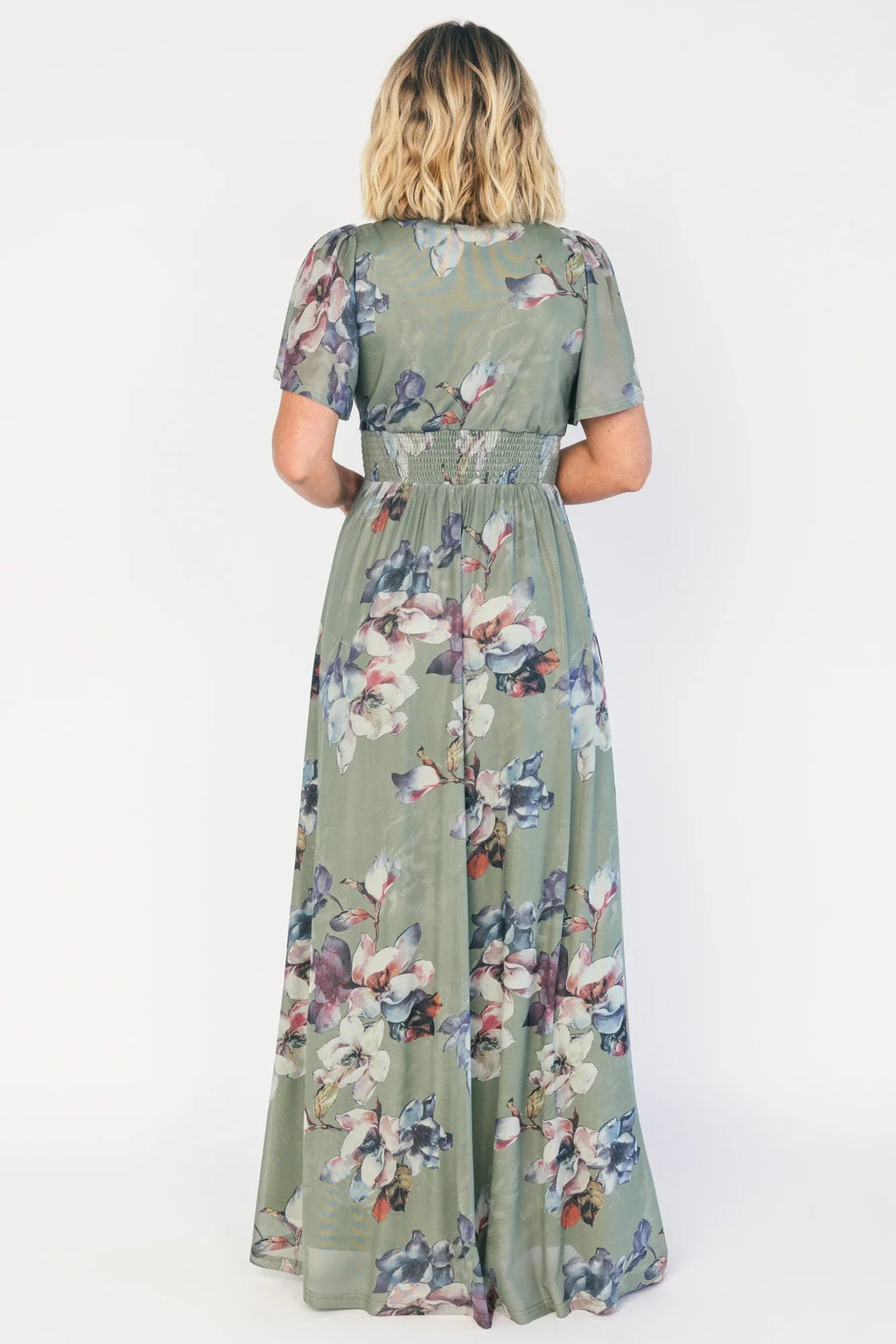 Arianne Mesh Maxi Dress | Sage Floral