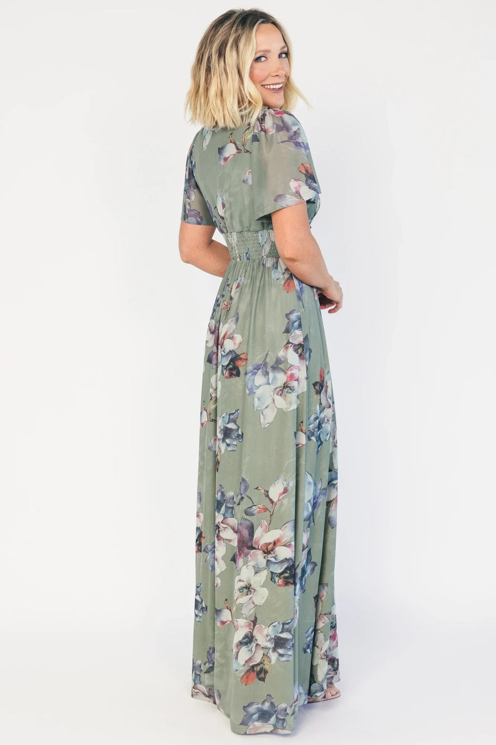 Arianne Mesh Maxi Dress | Sage Floral