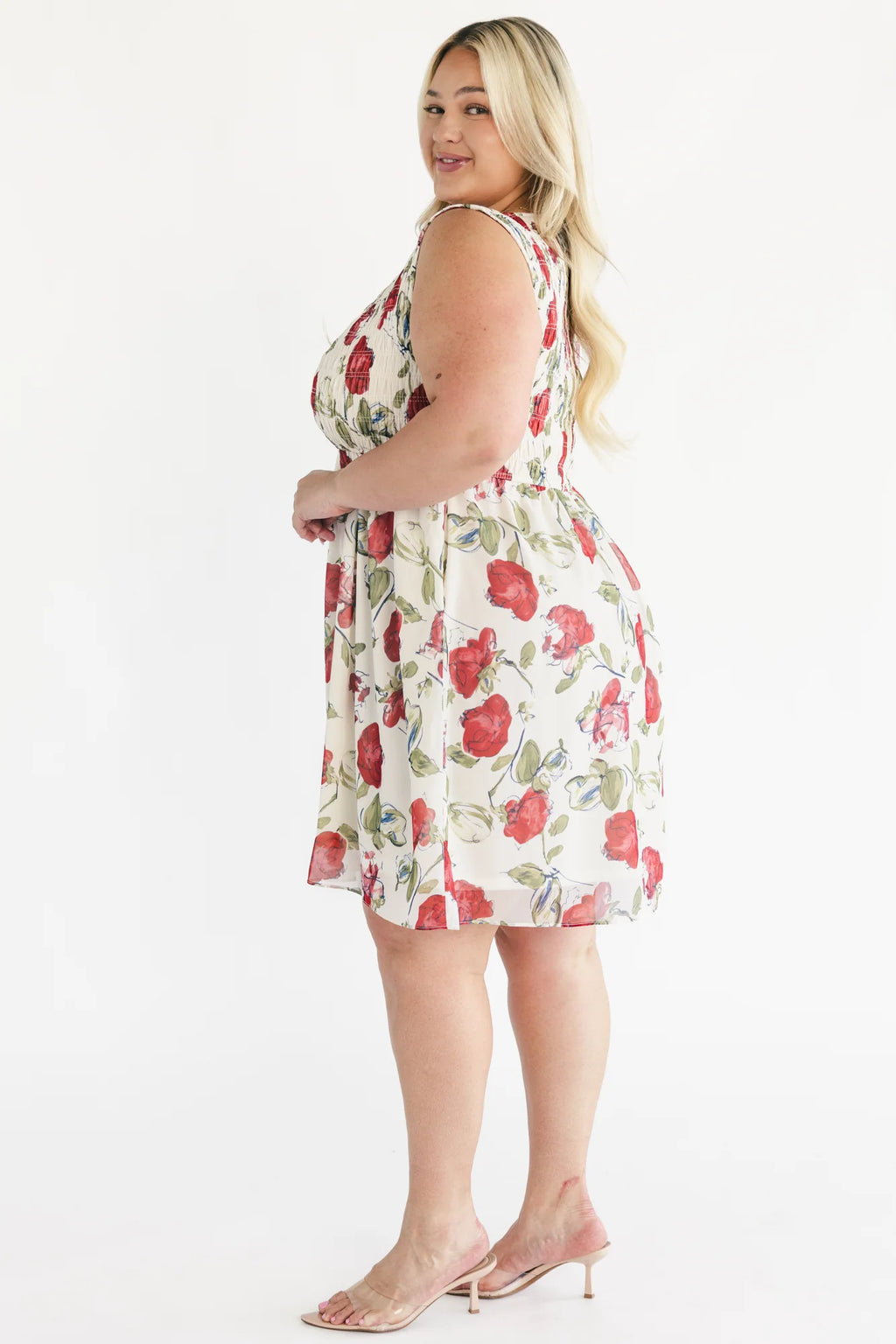 Clémence Smocked Short Dress | Rose Floral