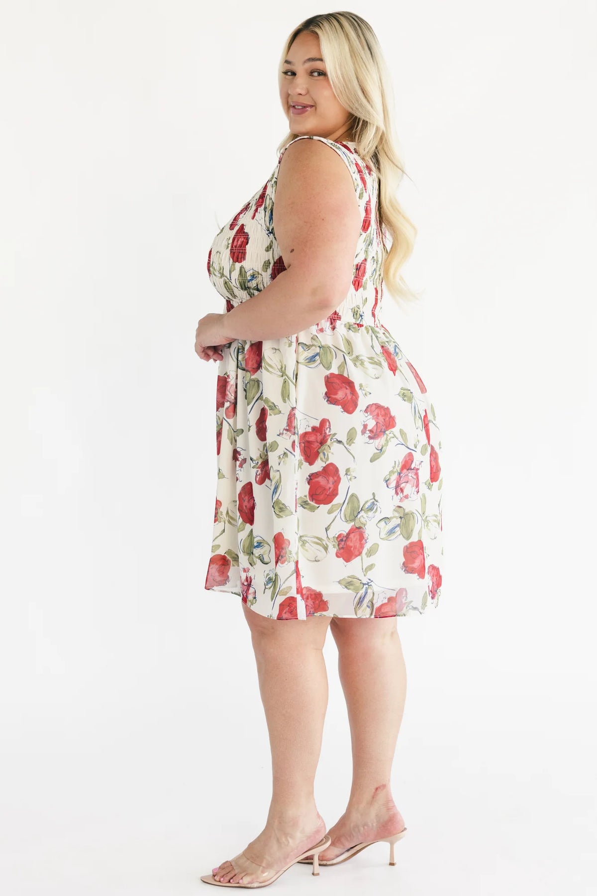 Clémence Smocked Short Dress | Rose Floral
