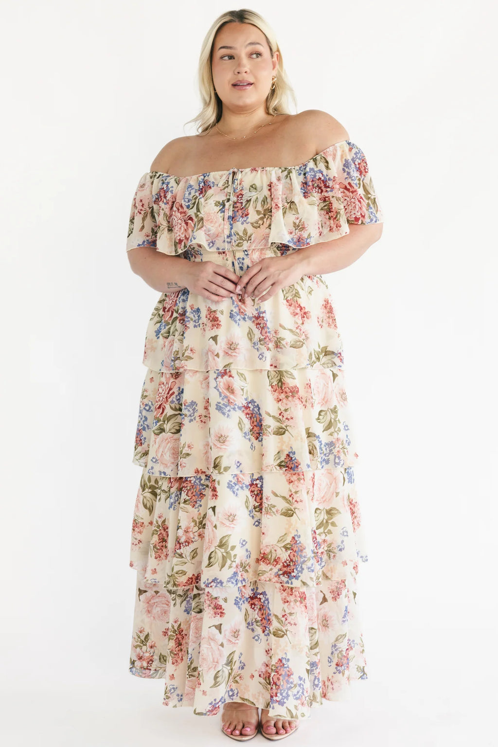 Carina Off Shoulder Maxi Dress | Multi Floral