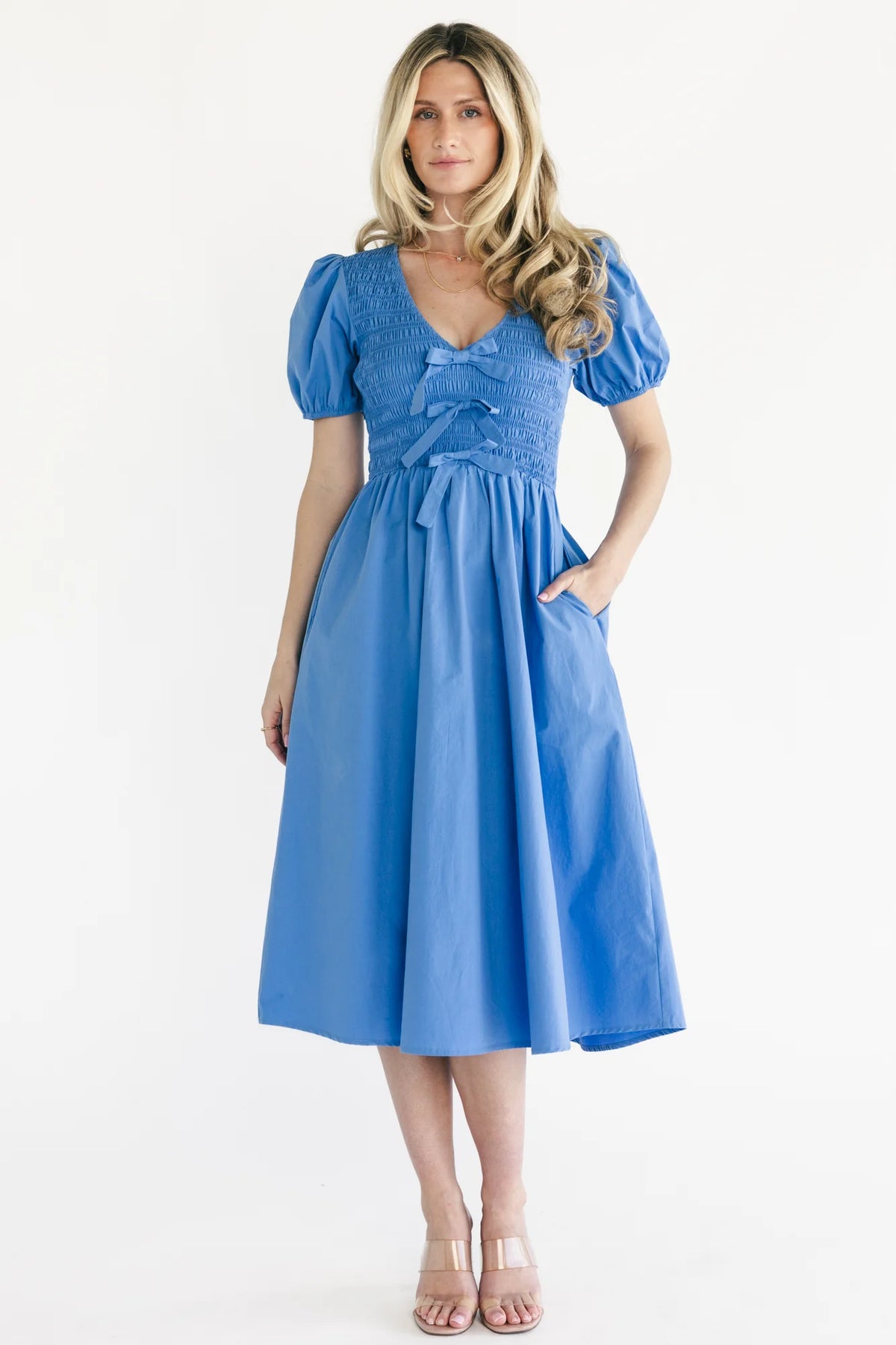 Pixie Midi Bow Dress | Blue Main image