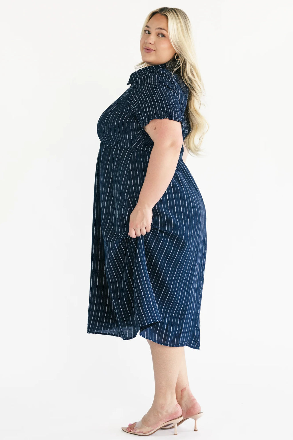 Dottie Striped Midi Dress | Navy