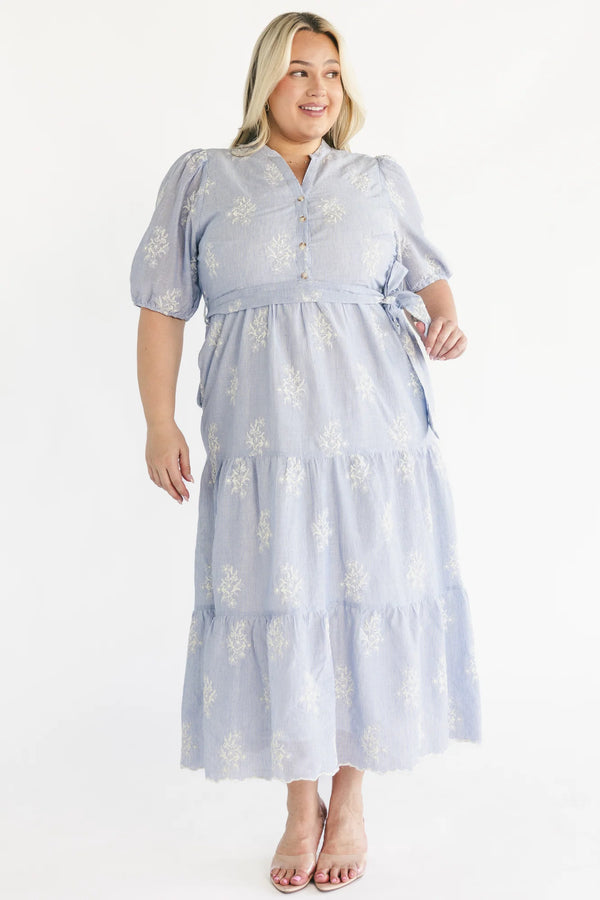 Marguerite Embroidered Dress | Light Blue
