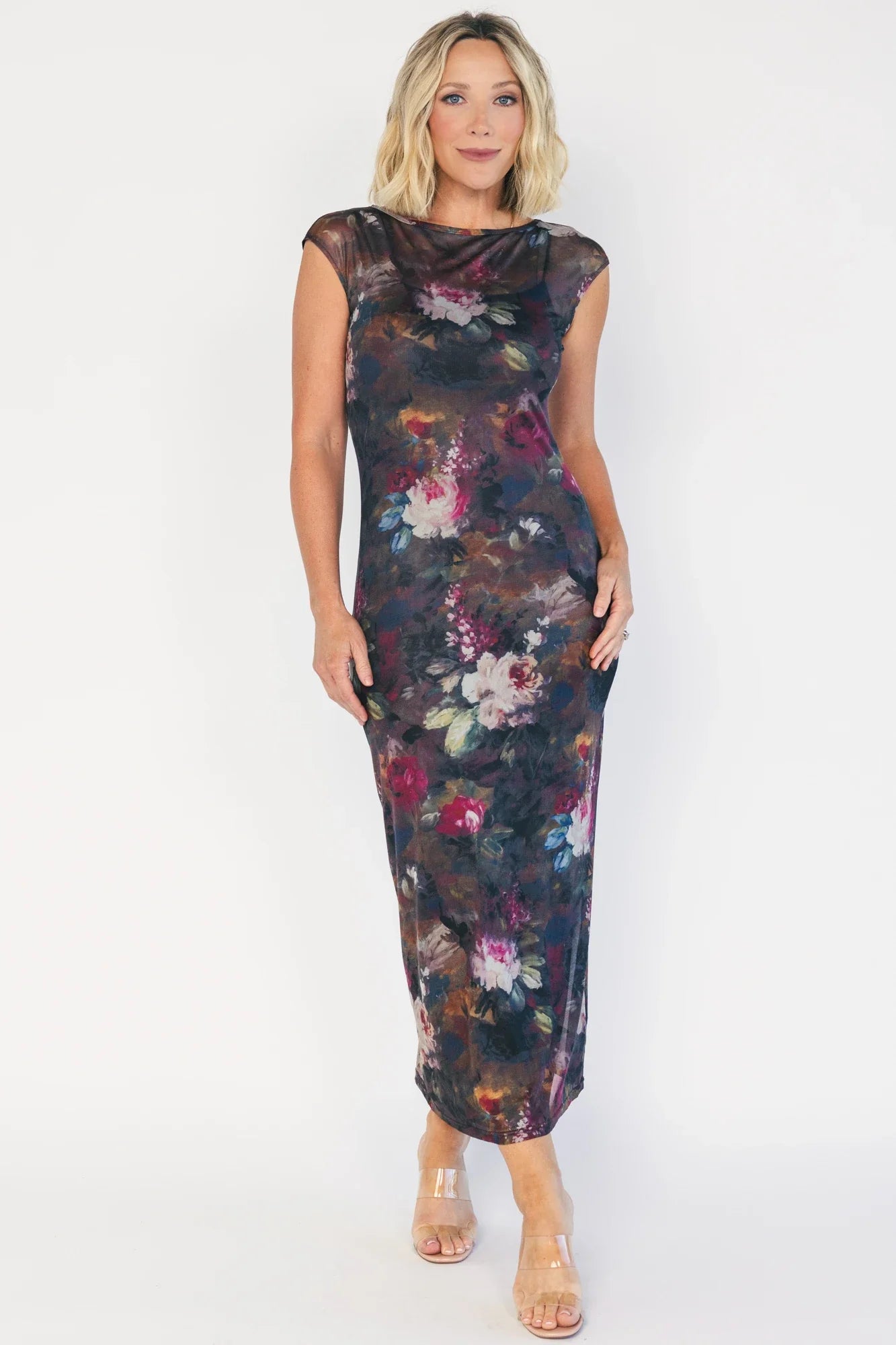 Daniela Mesh Midi Dress | Dark Vintage Floral Secondary image